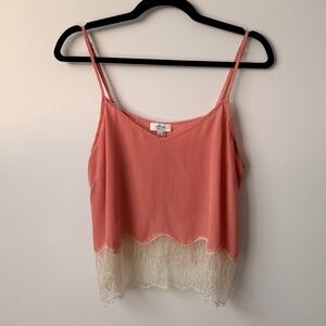 Aritzia Wilfred Silk Lace Crop Tank - Pink